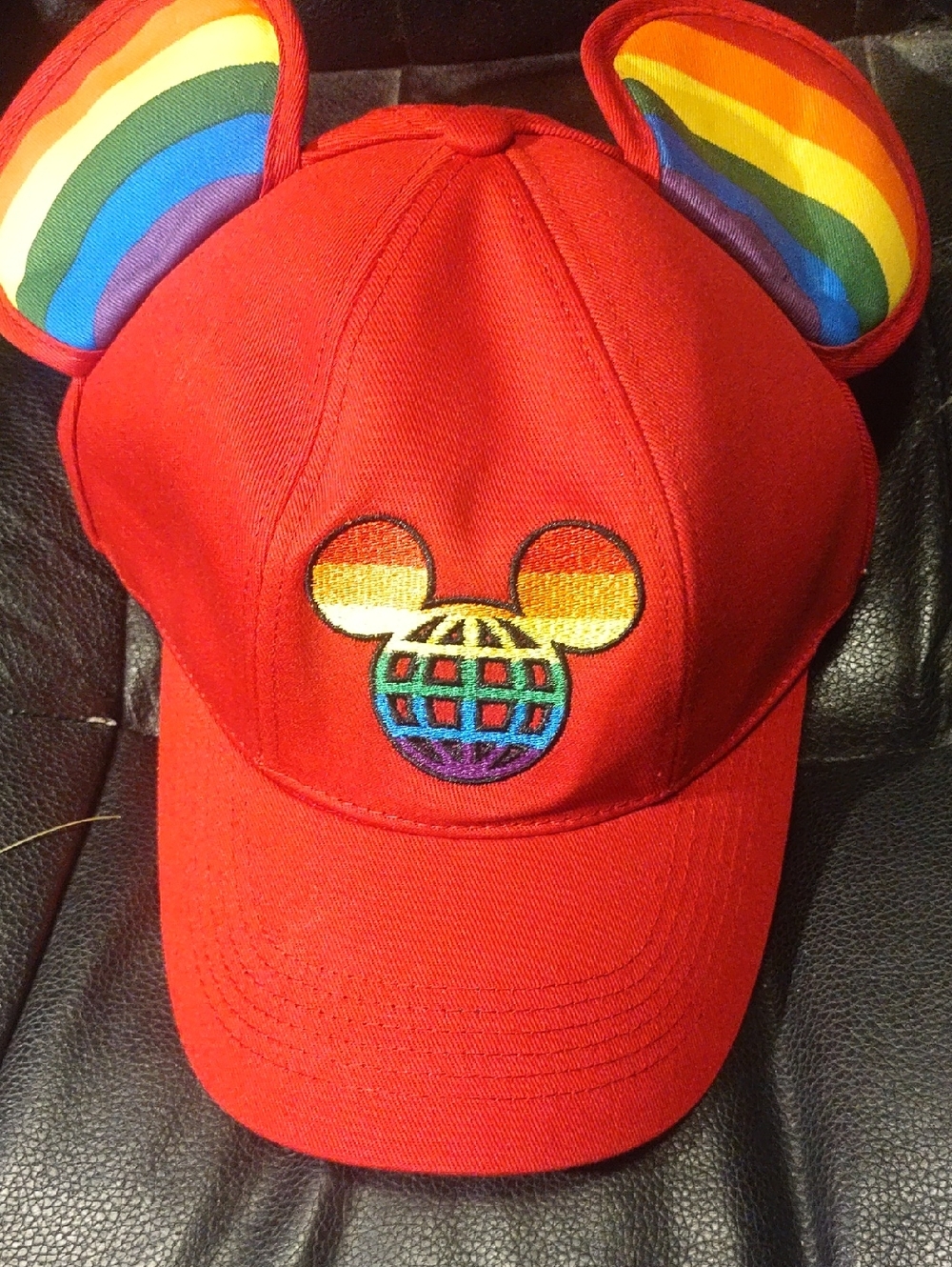 Disney Red Cap with Rainbow Mickey Ears